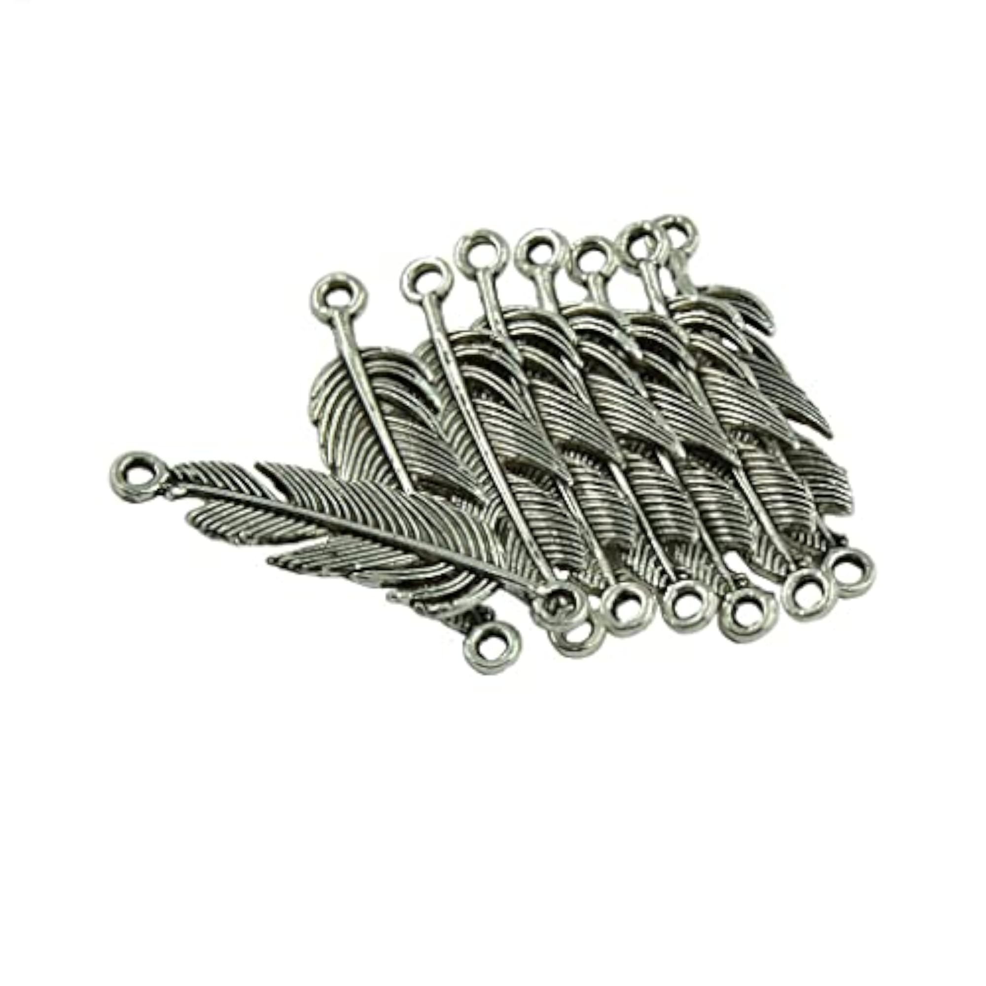 2x100 Pieces Tibetan Silver Feather Shape Connector Charms
