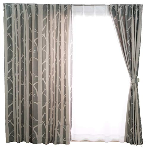 スミノエ(Suminoe) カーテン グレー 幅165cm ×丈205cm シラカバ 遮光3級 オーダードレープ V1294