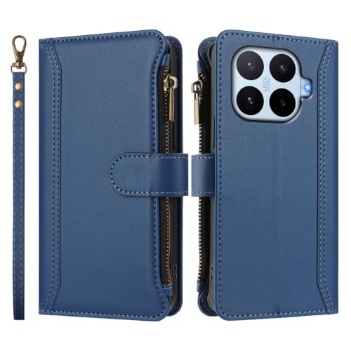 Étui Antichoc Xiaomi 17T Pro avec Compartiments Cartes et Protection Intégrale Magnétique Bleu