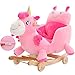 ZhaoXH-Cavallo a Dondolo Sedile Peluche Unicorn Rocker Bambino Cavallo A Dondolo A Dondolo Animal Morbide Coppe Imbottite con Schienale in Legno Equitazione per Il Regalo 1-3 Anni Infant