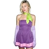 Anuedgis Costume da Daphne da donna, viola, mini vestito, guanti, sciarpa
