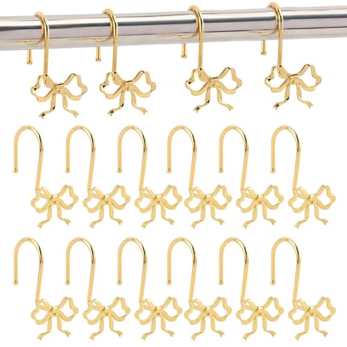 12 Pack Bow Shower Curtain Hooks, Metal Decorative Bow Knot Shower Curtain Hooks, for Bathroom...