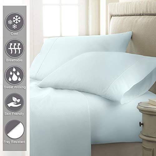 Pizuna 400 Thread Count Cotton Light Blue Twin Sheet Set, 100% Long Staple Cotton Breathable Sheets, Cotton Sateen Sheets fit Upto 15 inch Deep Pocket (Pastel Blue Twin Sheets Cotton)