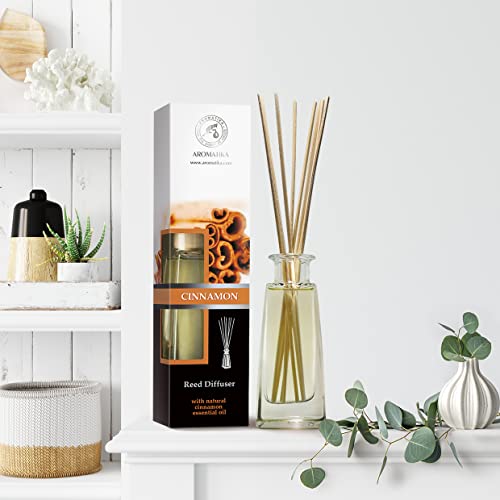Reed Diffuser Cinnamon 3.4 Fl Oz(100Ml) - Room Diffuser With Cinnamon Essential Oil - Home Fragrance - Aromatherapy Air Freshener - Oil Diffuser - Scented Diffuser - Cinnamon Aroma #TOP6