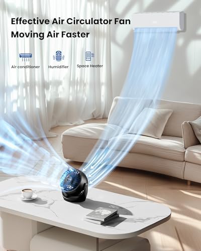 Gaiatop Desk Fan, 5-Inch Portable Electric Table Desktop Air Circulator Fans, Small but Powerful with 3 Speed 360° Adjustable Tilt for Cooling Home Dorm Office Bedroom Bathroom Kitchen，Black