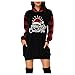 Mymyguoe Xmas Manches Longues Casual Pull à Capuche Robe de Fête Motif Noël Mini Robe Hoodies Sweatshirt Robe de Noël Femmes Noël T-shirt Long Tunique Pull Robe, Noir-3., XXL