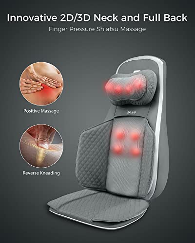 Neck & Back Massager, Shiatsu Massage Chair Pad For Home Or Office, Back Massager Cushion With Heat & Adjustable Compression And Vibration For Full Back, Neck & Shoulder, Gift For Women And Men #TOP2