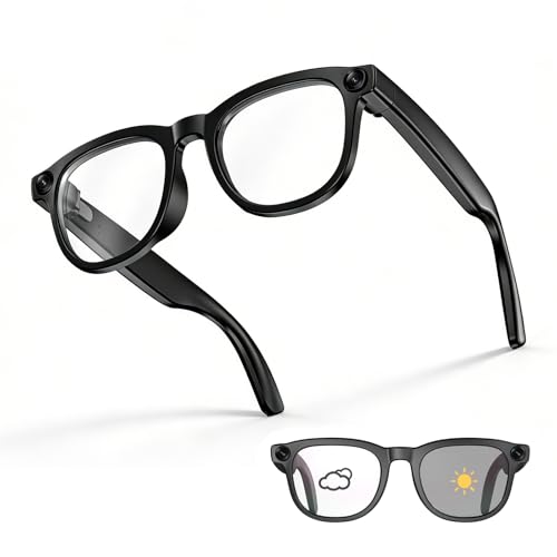 REEDTOCK Smart AI Glasses with Camera, HD 1080P Video Recording, 8MP Bluetooth Camera Glasses, Noise Cancellation, Voice Assistant, Translation, TR90 Frame -for Outdoor, Travel, Vlogging
