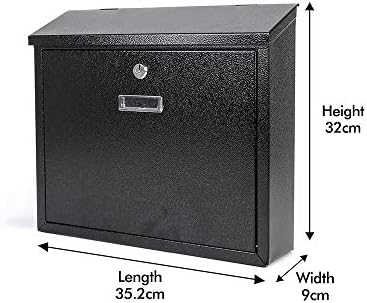 Display4top Lockable Letter Box | Post Box | Mail Box with Cover Outdoor Wall Mounted Mail Box - Black