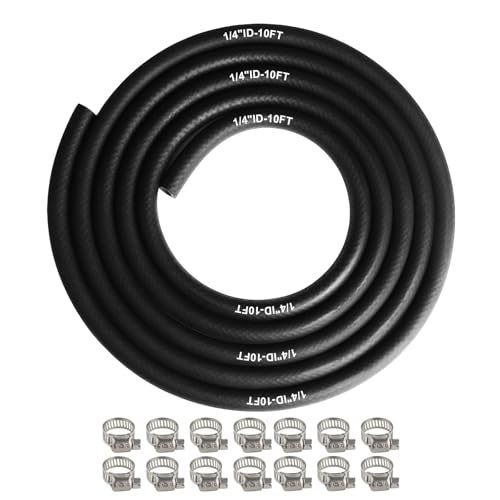 Image of Eunice 1 /4 Inch（6mm) ID Fuel Line Hose, 10 FT NBR Rubber Hose 14Pcs Clamps