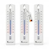 Lantelme 3er Set Außenthermometer Analog 20cm | wetterfest für Innen und Außen Garten Balkon Terrasse | Temperaturbereich -34 bis +50 °C | Kunststoff Weiß | Deutsche Herstellung
