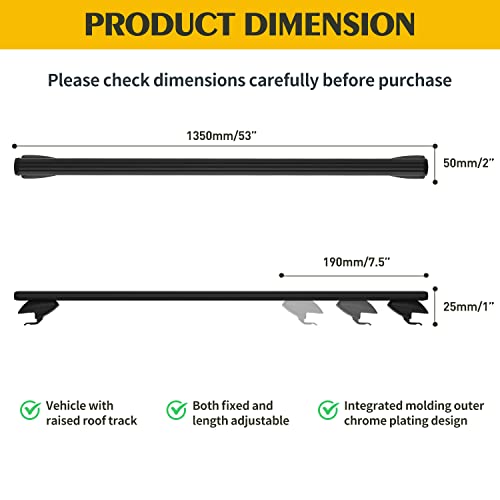 Roof Rack Cross Bars,53" Universal Cross Bars For Roof Rack,Adjustable Aluminum Anti-Rust Up To 165Lb Luggage Rooftop Carrier Rack.（Only Fit Factory Side Rails） #TOP1