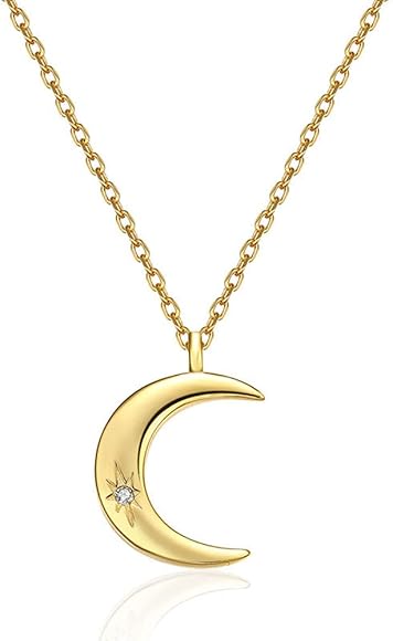 Amazon | [Rockyu] 月 ネックレス レディース ゴールド 金 ジルコニア  