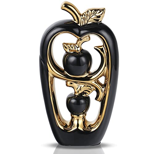 Modern Aesthetic Ceramic Statue And Sculpture, Abstract Art Ceramic Statues, Black Modern Home Decor Ceramic Apple Figurines Home Decor Accents For Room Office Desktop Bookshelf Decorative Object (H) #TOP14