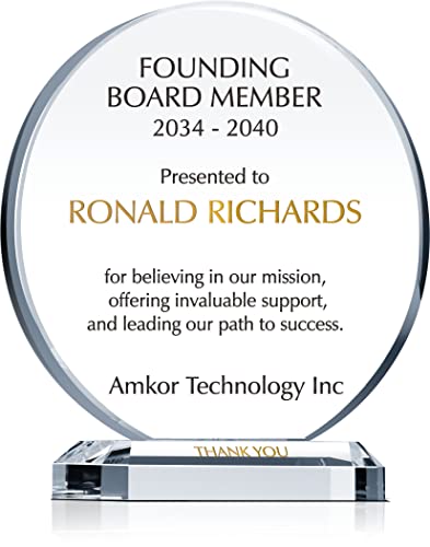 Custom Crystal Board Member Appreciation Plaque – Personalized Farewell Gift for Chairman, Executive, or Director (M-6.5")