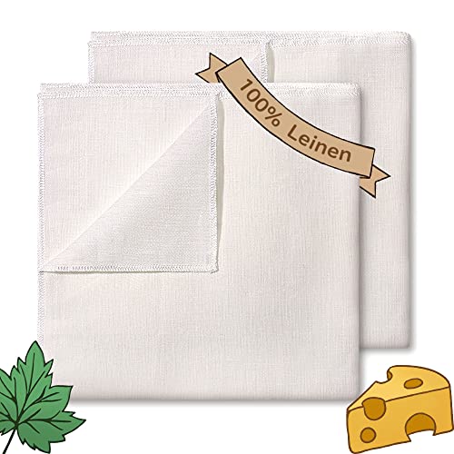 ecooe Tela de Queso 50 * 50cm Hecho de Fibra de Material Natural 100% Sin Blanquear Telas Filtrantes para Cocinar Mantequilla Verduras Leche y Nueces (2 piezas)
