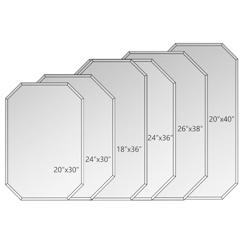 Chende 2PCS Large Bathroom Wall Mirror, 24" x 36" Modern Frameless Beveled Mirror with Beveled Edge, Octagonal, Unique Design, Vertical/Horizontal Hanging by Chende - Image 6