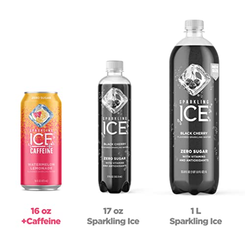 Sparkling Ice +Caffeine Watermelon Lemonade Sparkling Water, Zero Sugar, With Antioxidants And Vitamins, Zero Sugar, 16 Fl Oz Cans (Pack Of 12) #TOP3