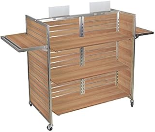 AMKO SM5 Gondola Slat Wall Merchandiser 3 Panel, Satin Nickel Frame, Aluminum Inserts, 3