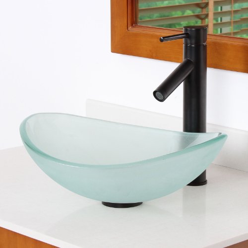 Mini Tempered Glass Boat Shaped Oval Bowl Bottom Vessel Bathroom Sink Sink Finish: Frosted #TOP5