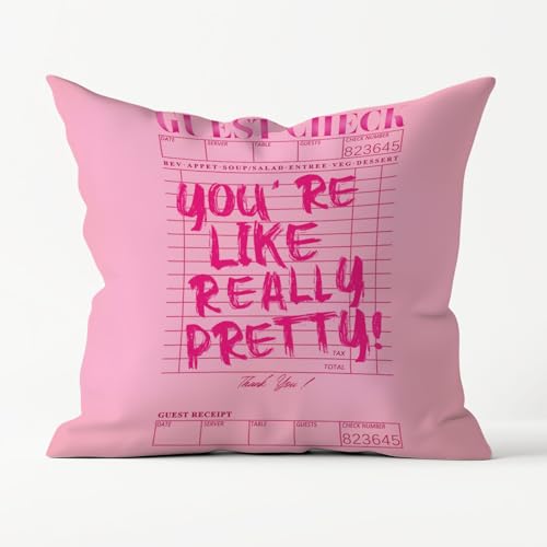 Poecinvi Hot Pink Throw Pillow Covers 18x18, Coquette Check Pillowcase, Coquette Preppy Dorm Room Decor for College Girls, Girly Positive Decor for Home, Inspirational Gifts for Women.