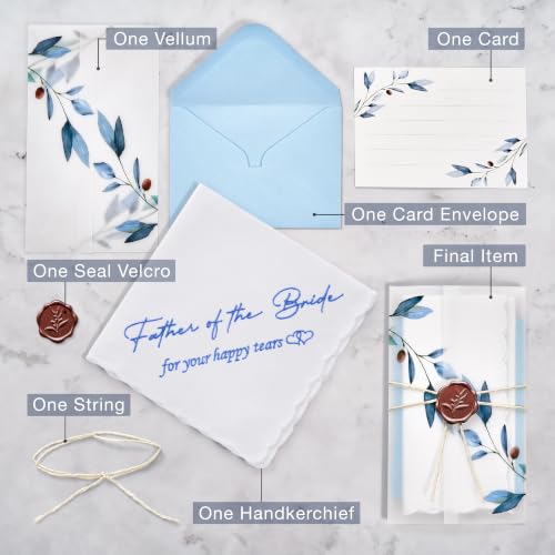 Image of Wedding Handkerchief, Something Blue for Bride, Mother of the Bride Gift