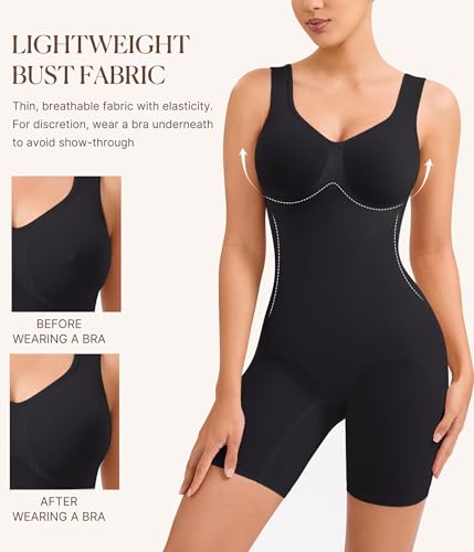 BRABIC Waist Trainer Shapewear Bodysuits for Women Tummy Control Seamless Full Low Back Faja Body Shaper Butt Lifter(Black, Large)