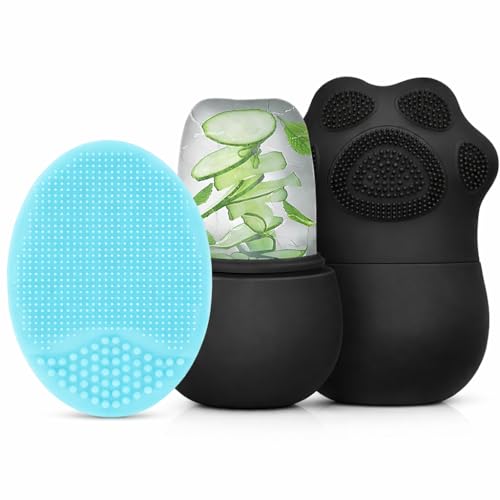 Image of Episkey Silicone Face Scrubber Exfoliator, Soft Face Brush, Facial Cleansing Brush, Acne Blackheads Removing, Acne Pore Pad for Deep Cleaning Skin Care for Girls & Women's (Rose) (Black & Blue)