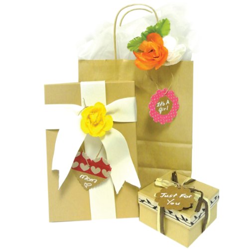 Wrapables 100 Brown Gift Tags/Kraft Hang Tags With Free Cut String For Gifts Crafts And Price Tags + Cotton Baker's Twine 12Ply 110 Yard, White/Gold Metallic #TOP4