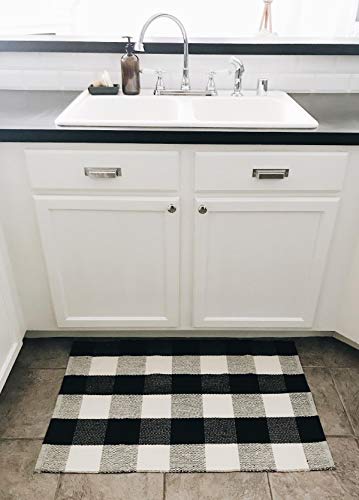Ukeler Black And White Rug 2×3, Cotton Buffalo Plaid Rugs For Front Porch Machine Washable Cute Farmhouse Layered Door Mats Welcome Doormats Outdoor Front Porch Rugs #TOP6