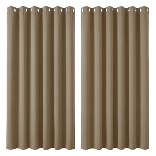 Deconovo Super Soft Bedroom Curtains Blackout Thermal Insulated Eyelet Blackout Curtains for Nursery Tan Brown 90x108 Inch 2 Panels