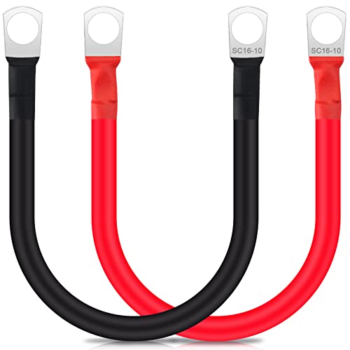 Bolatus Câble de batterie 15 cm 5WAG/16 mm² Câble de batterie 12 V Câble en cuivre Câble d'alimentation en cuivre avec bornes à anneau SC16-10 Câble de...