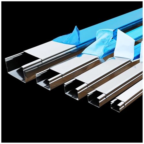 Canaleta para cables de acero inoxidable RSBFER, 1 m, cuadrada, protector de cables de superficie, con orificios de montaje, para tiendas minoristas y gimnasios, 50x50x0.6 mm miniatura 7