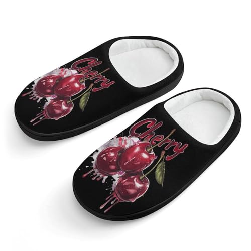 Watercolor Cherry Cute Cotton Slippers Anti-slip House Shoes Funny Slipper Indoor Outdoor