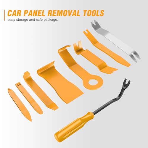 GOOACC 9PCS Auto Trim Removal Tool Kit No-Scratch Pry Tool Kit for Car Audio Dash Door Panel Window Molding Fastener Remover Tool Kit-Yellow - Thumbnail 6