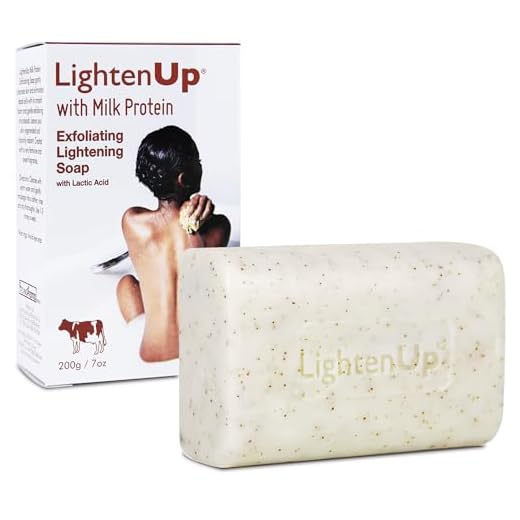 LightenUp, Lactic Acid Exfoliating Soap | 7.7 oz / 200 g | Brightening Bar, AHA Soaps for Knees, Body, Armpits | with Shea Butter, Apricot, Milk Protein