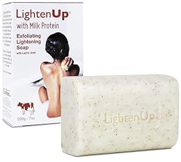 Lighten-Up Lactic Acid Exfoliating Soap, 7.7 oz / 200 g, Brightening Bar, AHA Soaps for Knees, Body, Armpits, with Shea Butter, Apricot, Milk Protein