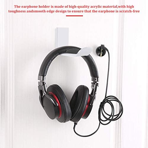 Techting Headphone Wall Hanger Computer Headset Earphone Display Holder hook headset wall hanger Acrylic Wall Mounted Hook, White, 1pc