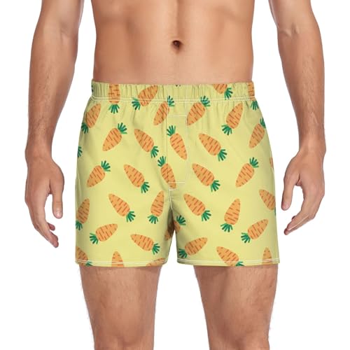 Men's Boxers Short Carrot Soft Underwear Premium Woven Short Inseam Boxer Shorts Sleep Pajamas