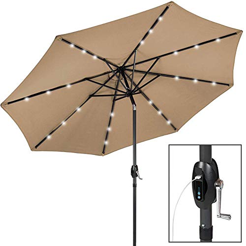 Sombrilla de patio con LED solar de 9 pies y cargador USB para exterior en offset 5