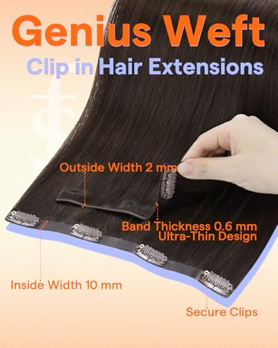 Image of Full Shine Seamless Clip in Hair Extensions Dark Brown 20 Inch 120g 7pcs