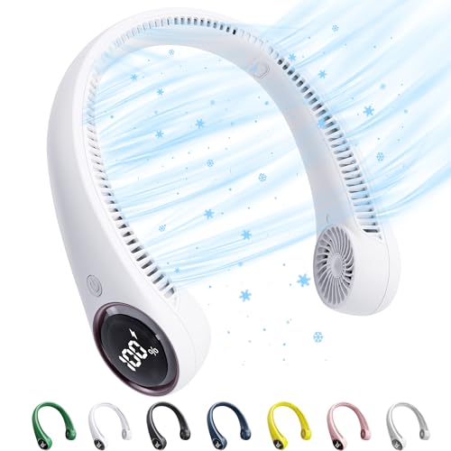 Image of Personal Cooling Portable Neck Fans - USB Rechargeable,360 Free Rotation & Lower Noise Bladeless Battery Operated Design with 3 Speeds Duration 48 hrs, Small Neck Air Conditioner(white)