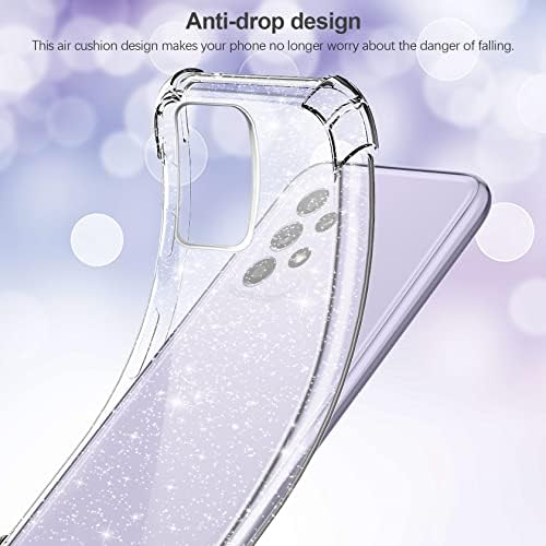 Leathlux Clear Glitter Case Compatible with Samsung Galaxy A33 5G Case with 2 Pack Tempered Glass Screen Protector,Liquid Crystal Glitter Transparent Soft Bumper Silicone Sparkle Cover for Samsung A33