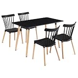 Design moderne : la combinaison du plateau noir et des chaises assorties apporte des accents modernes, ajoute de la profondeur à votre pièce et s'harmonise parfaitement avec des éléments en bois clair et naturel