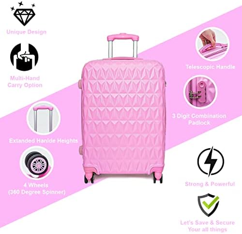 RMW Large Lightweight ABS Hard Shell Travel Hold Check in Luggage Spinner Suitcase with 4 Wheels (Pink)