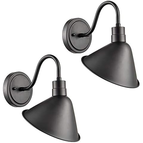 DIRYZON Industrial Gooseneck Wall Sconces Antique Black Barn Light for Kitchen Sink Patio Porch Set of 2 Cover
