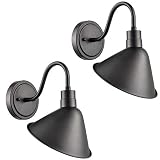 DIRYZON Industrial Gooseneck Wall Sconces Antique Black Barn Light for Kitchen Sink Patio Porch Set