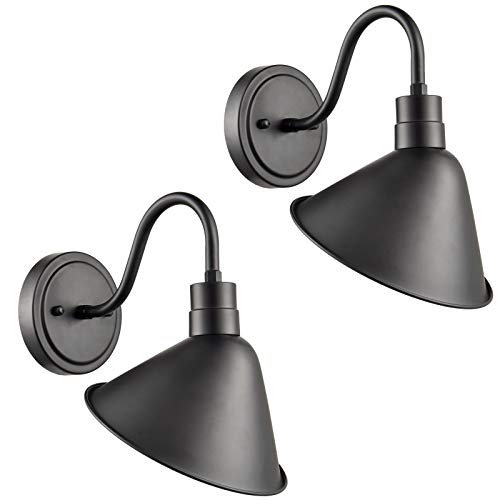 Diryzon Industrial Gooseneck Wall Sconces Antique Black Barn Light For Kitchen Sink Patio Porch Set Of 2 #TOP7