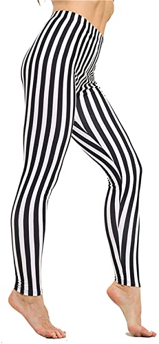 Kamviluer Farbige Damen-Leggings, rot, kariert, volle Länge, dehnbar, Yoga, Fitnessstudio, Laufen, Pilates, B Streifen, 32-38 Cover