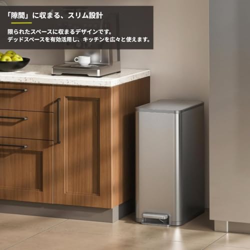 EKO ゴミ箱 ステップ式 エックスウィングステップビン シルバー 45L ふた付き インナーボックス有り EK9877MMT-45L